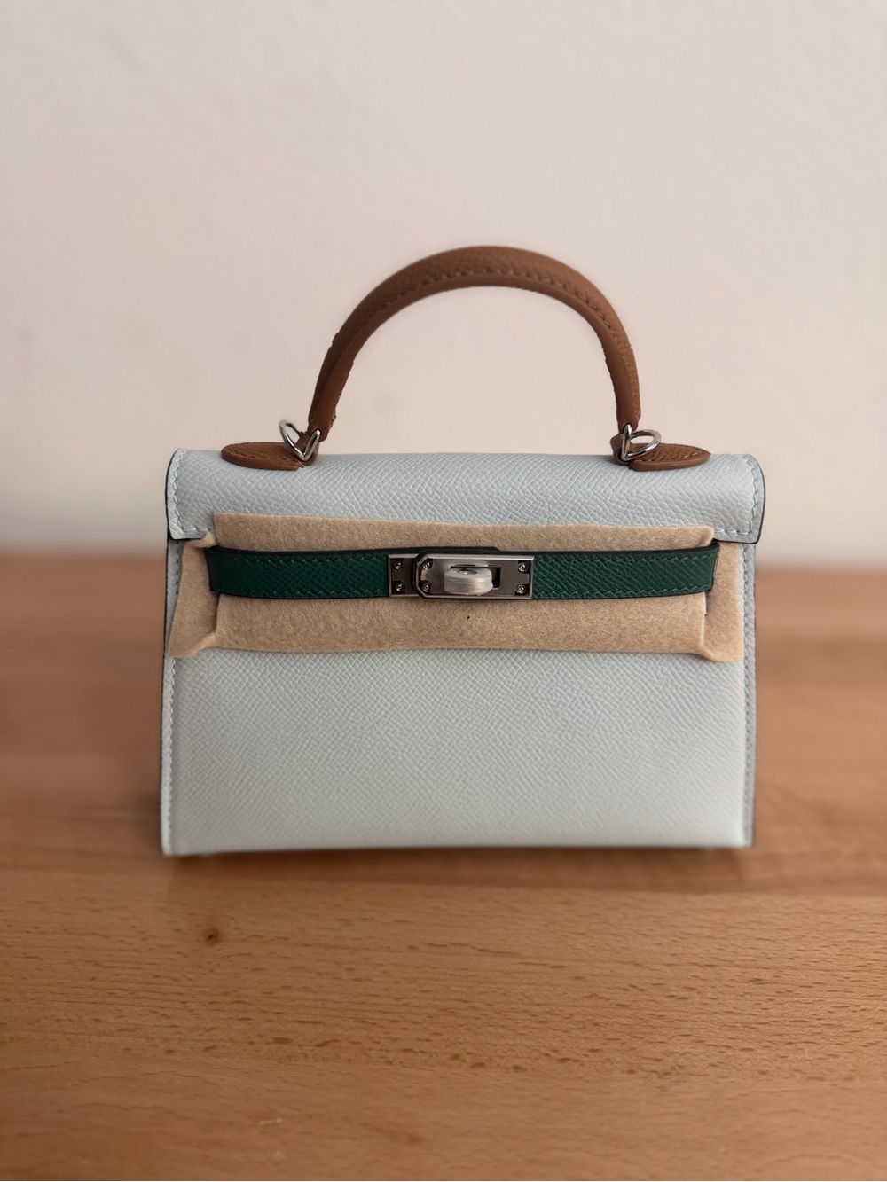 Mini Kelly II 20 PHW epsom vert gold tricolor sellier classic